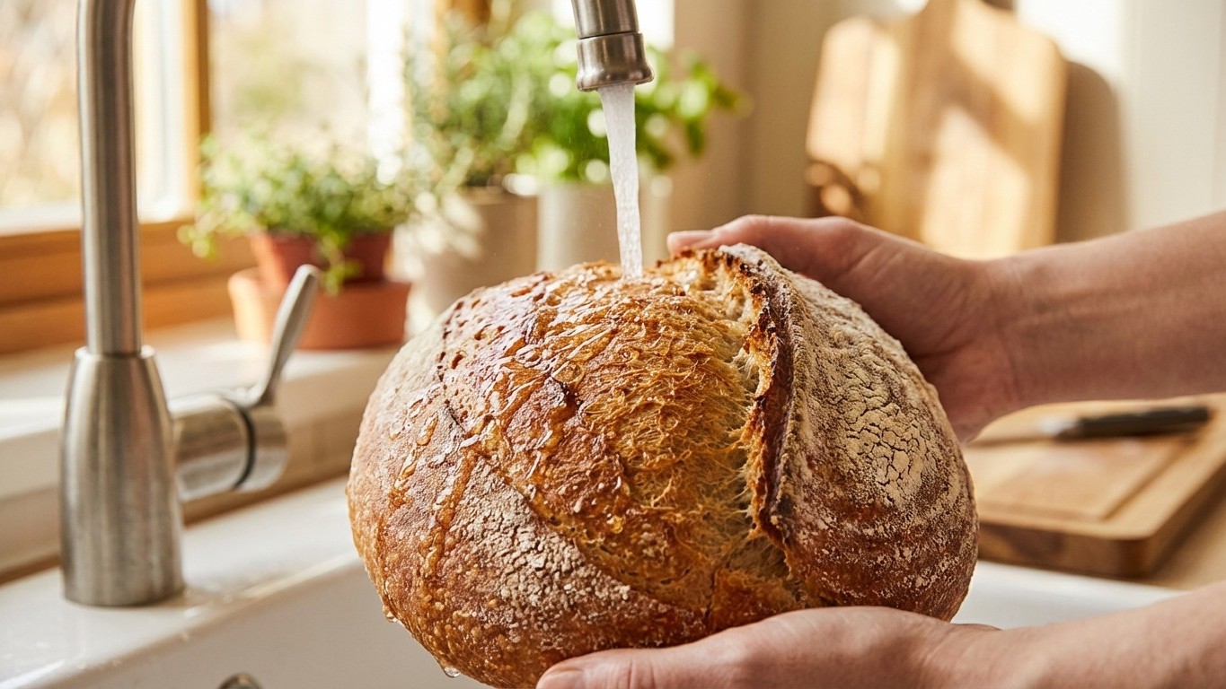 El truco de 30 segundos que convierte el pan duro en crujiente: agua, horno y adiós a la basura