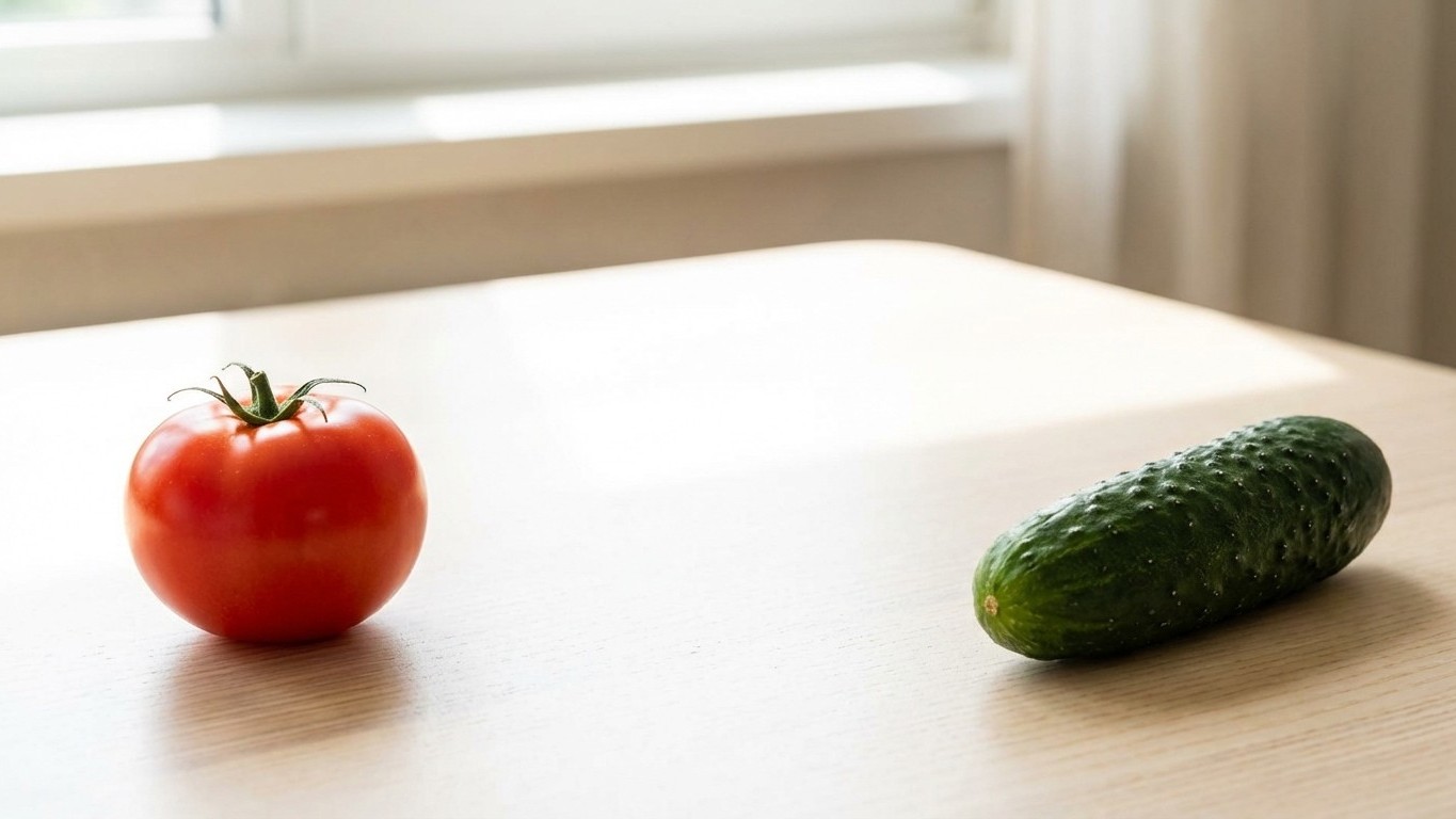 Los Dos Vegetales que Nunca Debes Guardar Juntos en la Nevera: El Tomate y el Pepino, la Pareja que Se Arruina Mutuamente