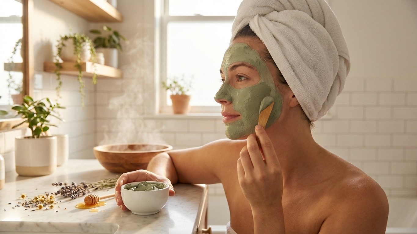 Mascarilla natural facial frecuencia en la rutina : argile, hydratation, apaisement