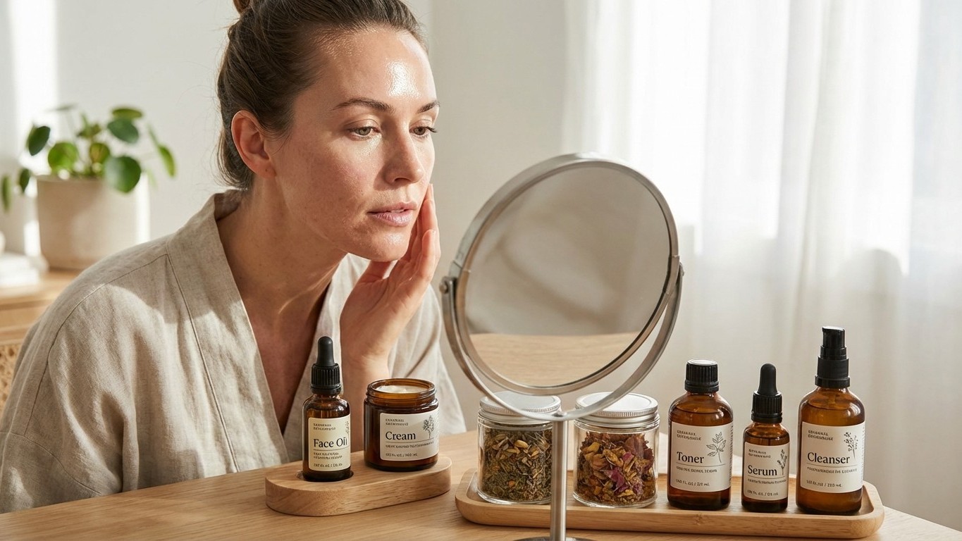 Routine skincare naturelle par type de peau : grasse, sèche, mixte, sensible, mature