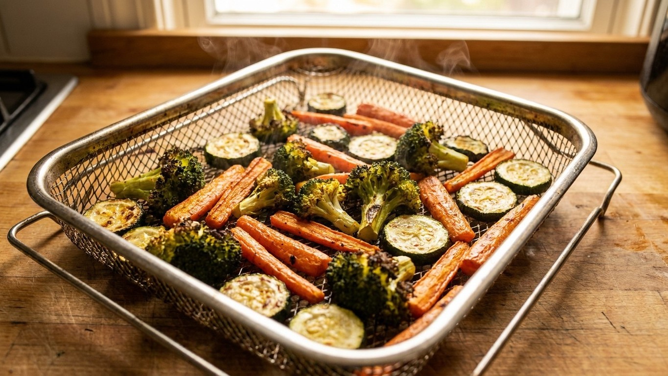El secreto del vapor: por qué tus verduras en air fryer nunca quedan crujientes (y cómo solucionarlo)