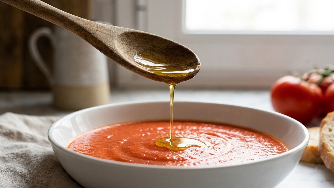 Por qué tu salmorejo se separa: el error del aceite de golpe que arruina la emulsión