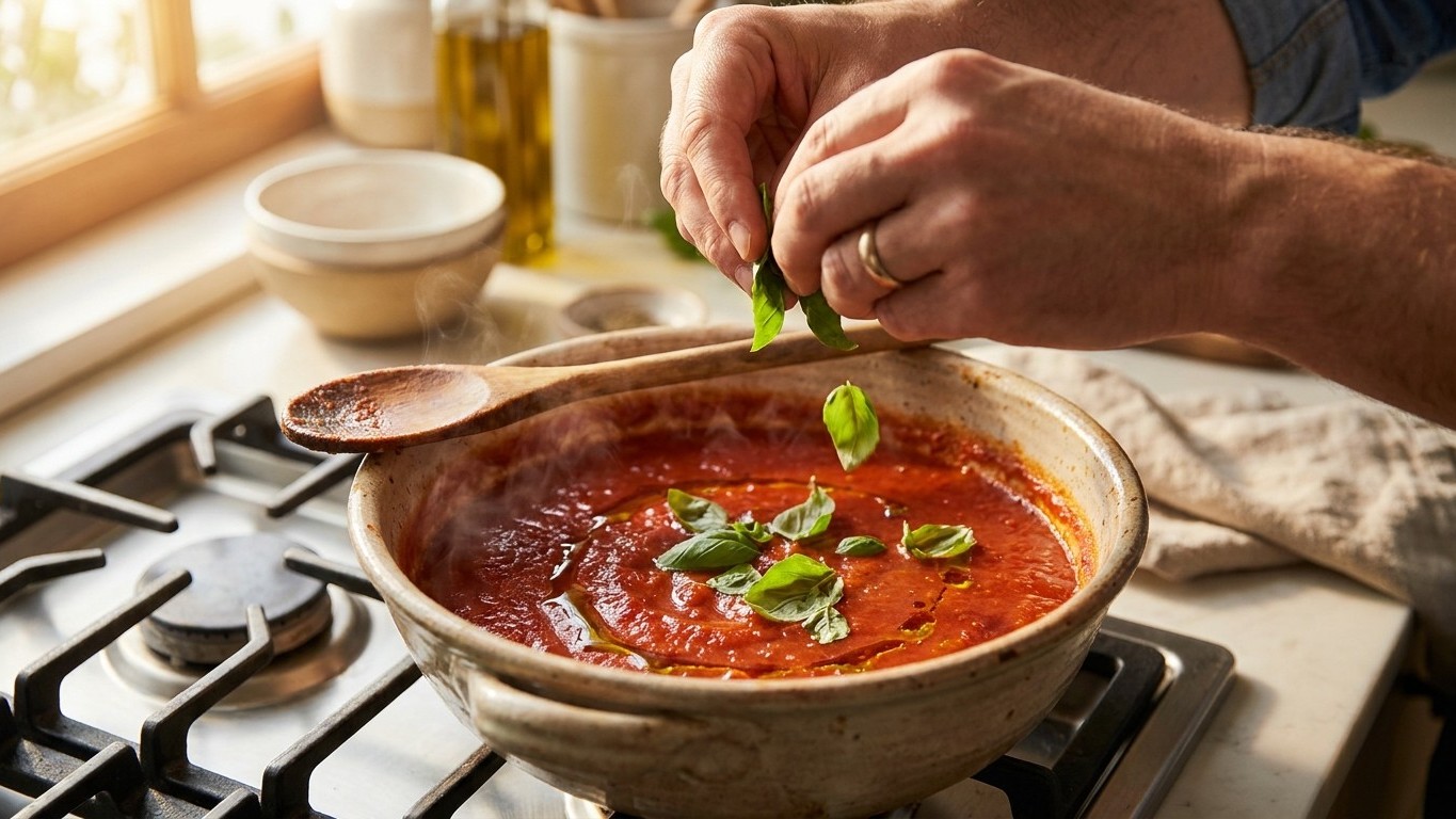 Mi abuela nunca añadía la albahaca a la salsa de tomate hasta apagar el fuego: me reí durante años antes de entender por q...