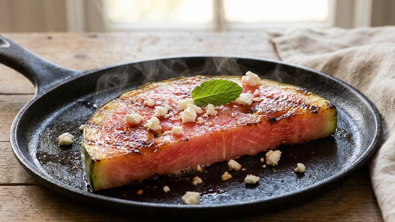 Sandía a la plancha con feta: el descubrimiento que te hará replantearte todo lo que creías saber sobre esta fruta