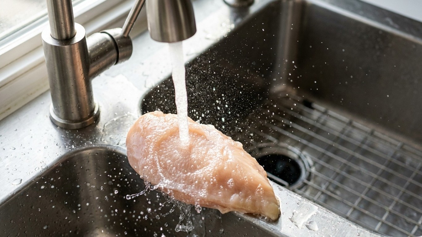 Todos nos empeñamos en enjuagar el pollo antes de cocinarlo, cuando es justo ese gesto el que lanza el Campylobacter hasta...